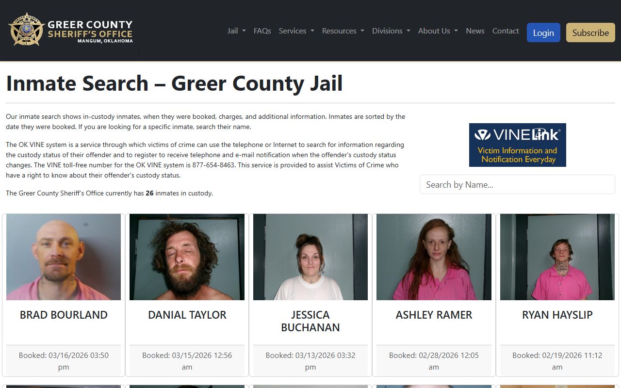 Greer County busted mugshots inmate search portal