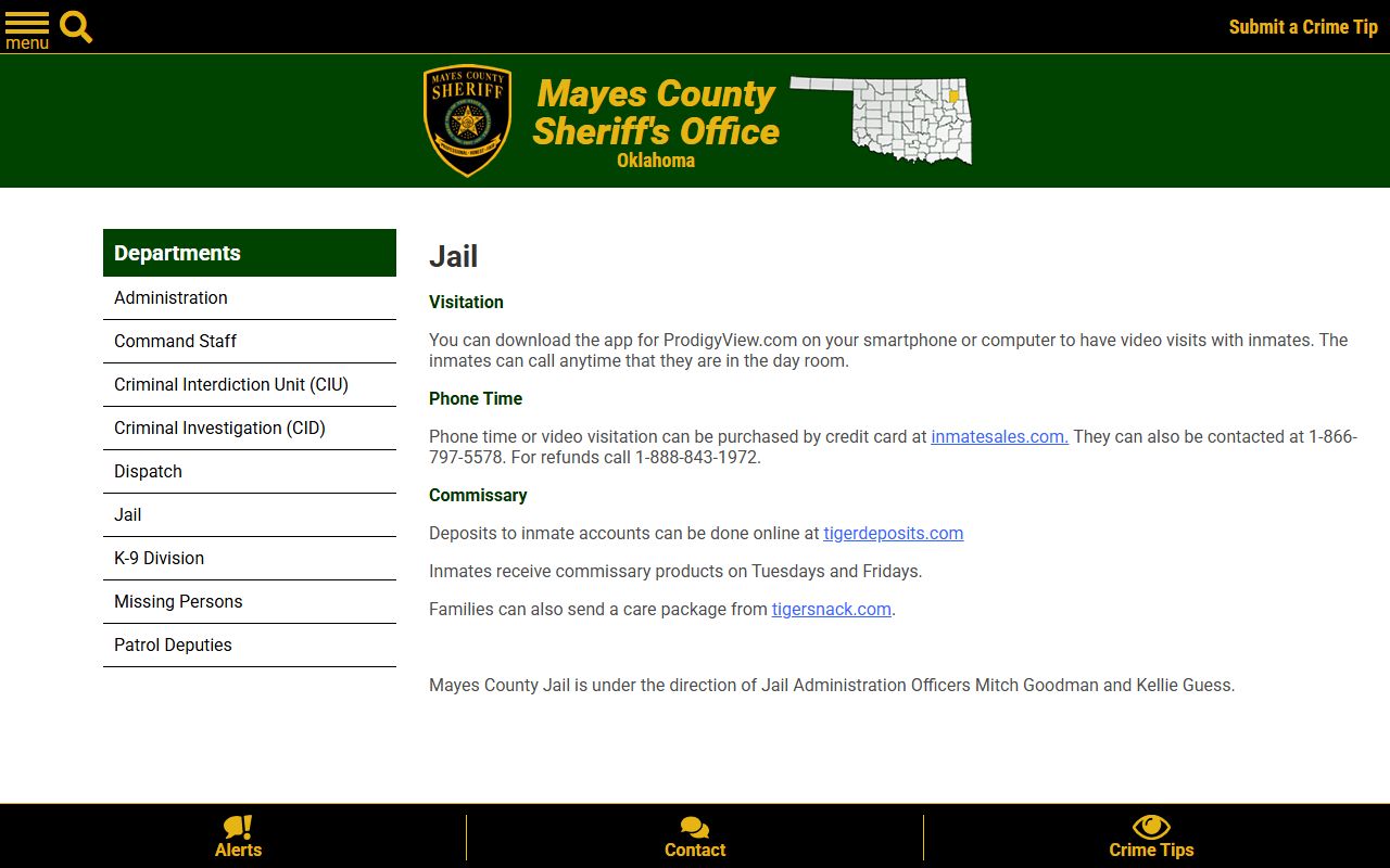 Mayes County busted mugshots jail information page