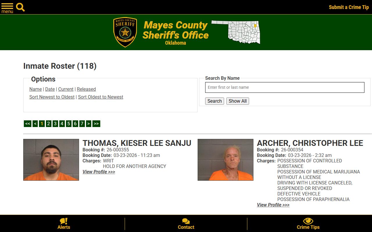 Mayes County busted mugshots sheriff inmate roster