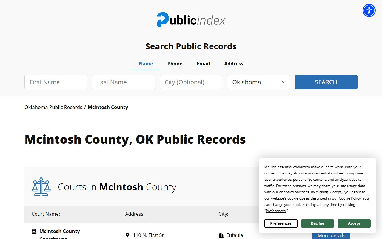 McIntosh County busted mugshots public index portal