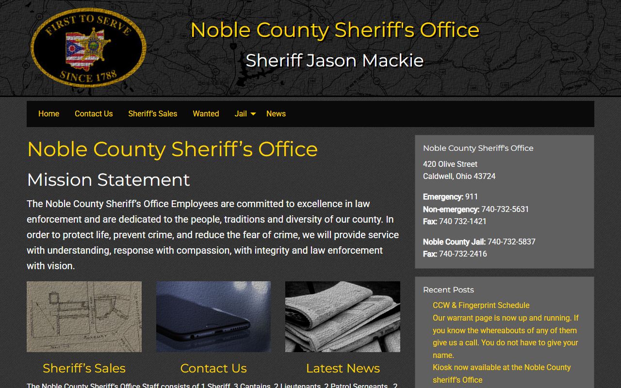 Noble County busted mugshots sheriff office website