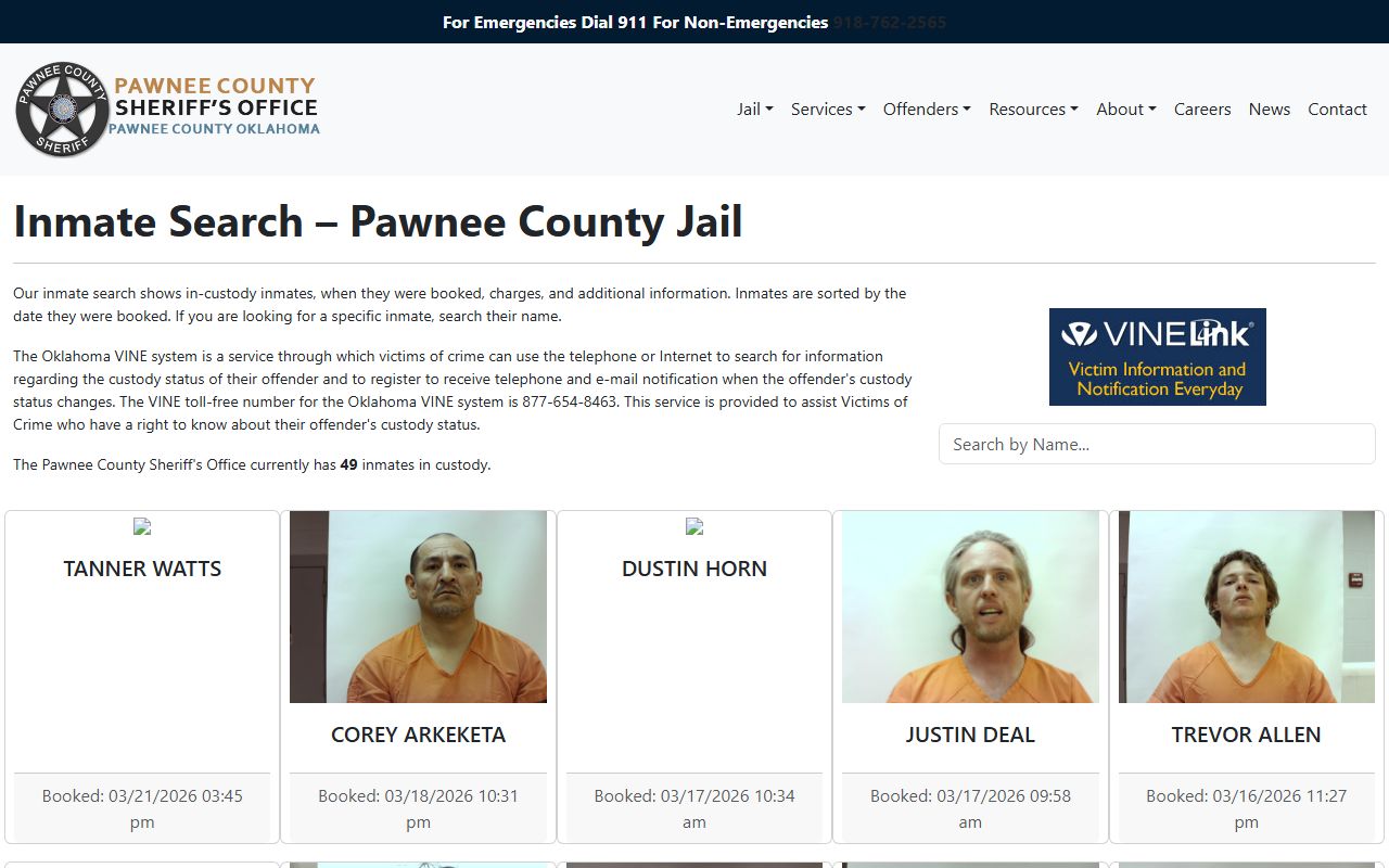 Pawnee County busted mugshots inmate search portal