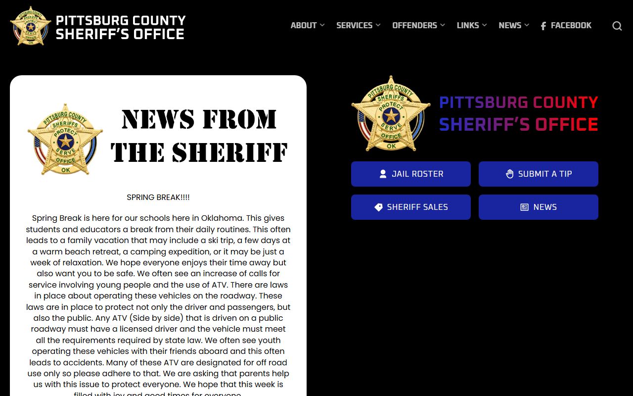 Pittsburg County busted mugshots sheriff office website