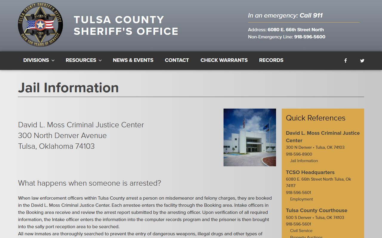 Tulsa County busted mugshots jail information center