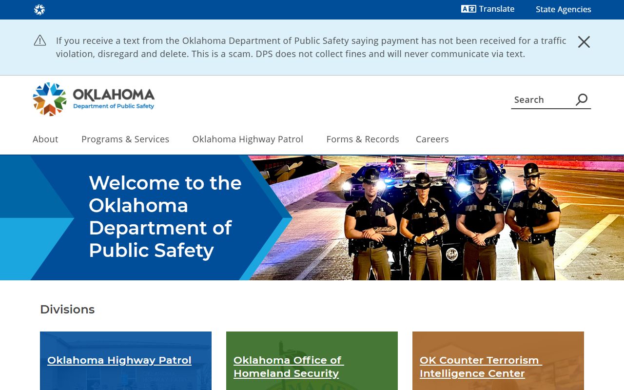Oklahoma Department of Public Safety website